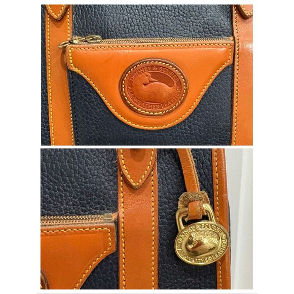 DOONEY & BOURKE - Vtg. All Weather Leather (AWL) Shoulder Bag/Navy & British Tan - Picture 14 of 16